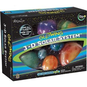 3-D Solar System Glow In The Dark Ceiling Hanging Kit 3D Planets & Star Stickers